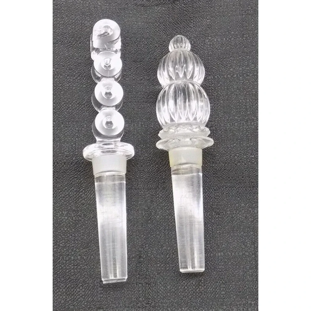 2 Mikasa Lead Crystal Wine Bottle Stoppers Monterey & 2000 Y2K Millennium Vtg